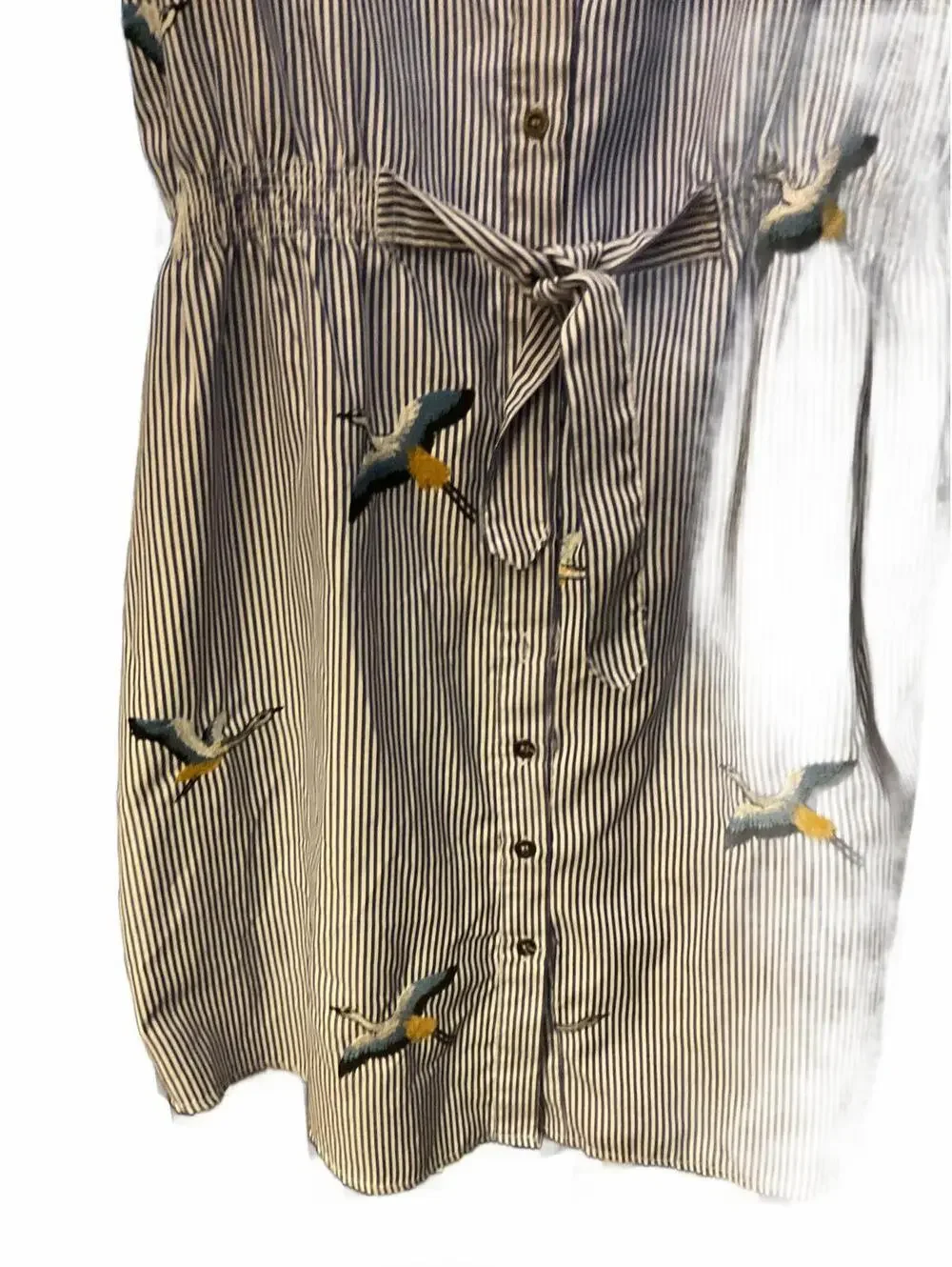 Millennium Blue and White Beachy Coastal  Shirt Dress with Herons  Size XL - Picture 4 of 9